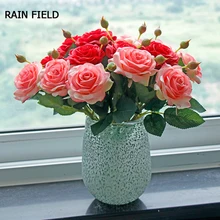 Поддельные розы один розовый Шелковый цветок украшение дома красивый Европейский цветок из искусственного шелка Свадьба имитация цветка розы