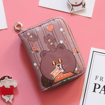 ASSEZSAC Fashion Short Wallet Zipper Print Student Small Fresh Cute Cartoon Rabbit Cat Dog Bear Small Wallet Wrist Coin Purse - Цвет: Coin Purse F13