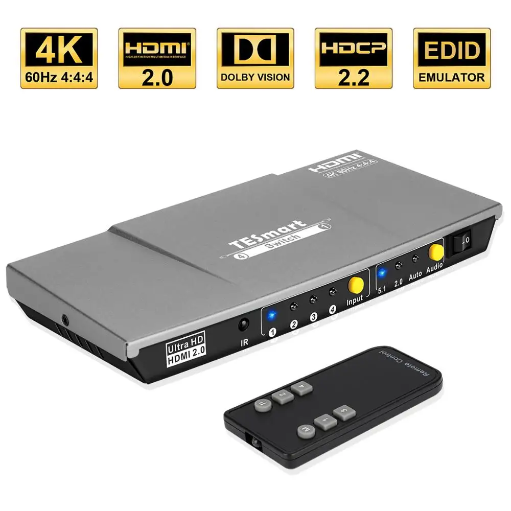 4K Ultra HD HDMI переключатель 4 в 1 Переключатель HDMI 4x1переключатель до 4K @ 60 Гц HDCP2.2 для HDTV Аудио Видео xbox DVD STB