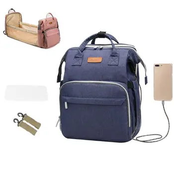 

Baby Infant Nappy Changing Bag Portable Large Capacity Folding Crib Diaper Backpack Stroller Straps for Travel Outdoor