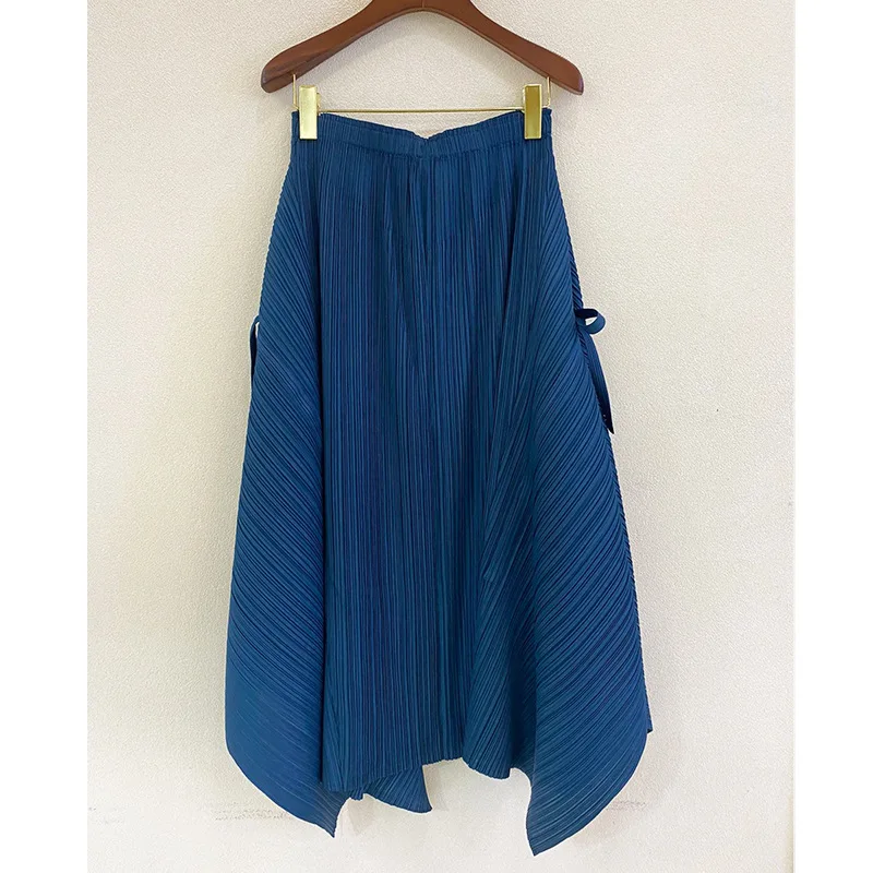 High Waist Skirt For Women 45-75kg Summer New Design Stretch Miyake Pleated Solid Colour All-Matched Midi Skirts iro the essence of colour in japanese design