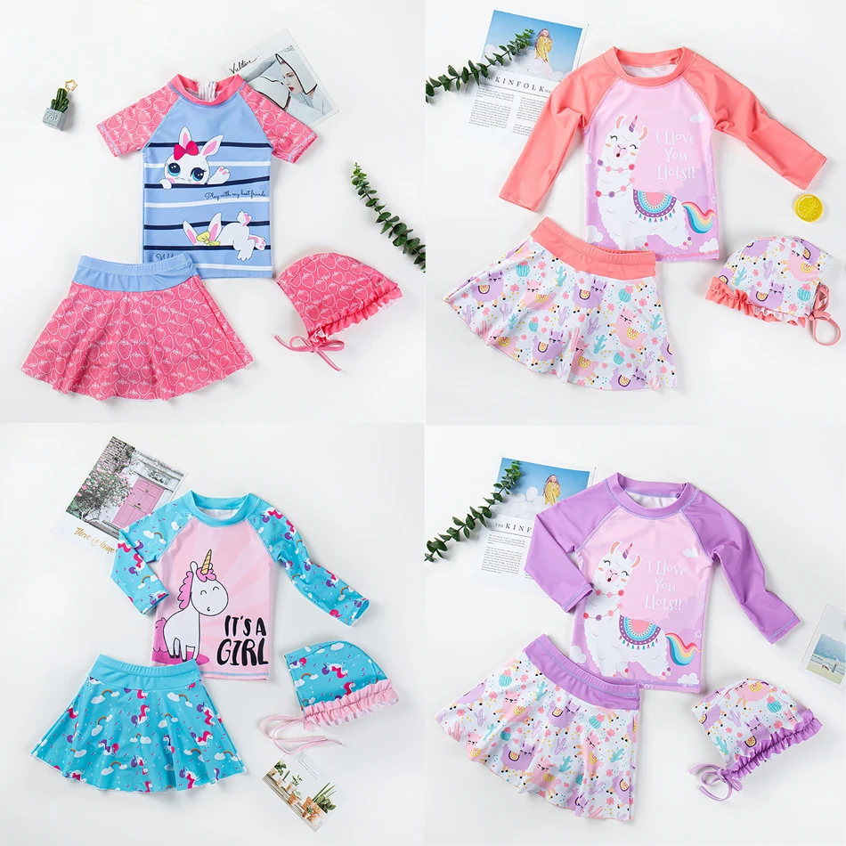 

Swimsuit Girl UV Protection Long Sleeve Unicorn Children Swimming Suit Girls Swimwear Bathing Clothes Baby Pool Beach Wear JYF