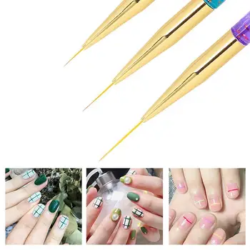 

3Pcs/Set Nail Art Line Painting Brushes Sequins Handle Crystal Thin UV Drawing Acrylic Pen Tools Manicure Liner Gel K7Q4