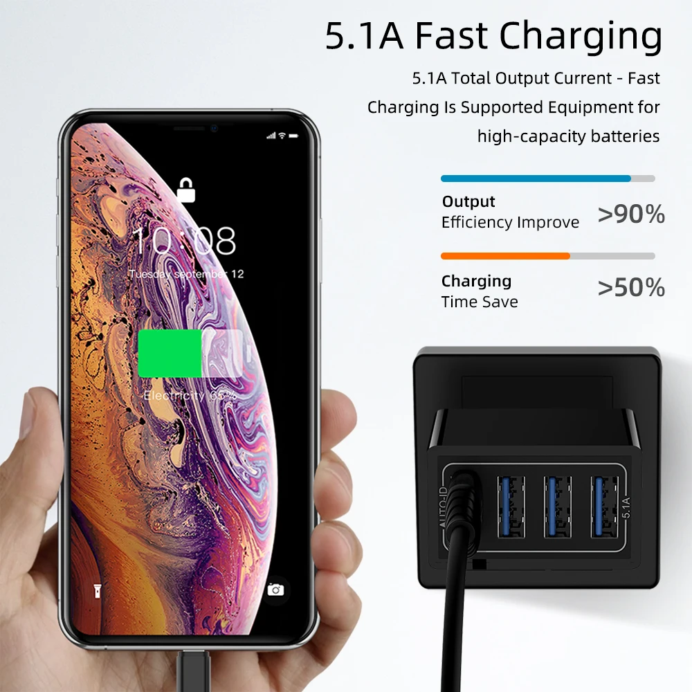 Универсальный 4 Порты USB Зарядное устройство для путешествий 5 V/5.1A телефонный адаптер Смарт зарядная головка для iPhone samsung смарт-чехол для телефона для быстрой зарядки с usb-портом, Зарядное устройство