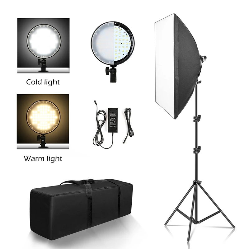 Kit de iluminación de fotografía, Softbox de lámpara LED de 50x70, caja suave de dos colores, sistema de luz continua, accesorios para cámara difusora| - AliExpress