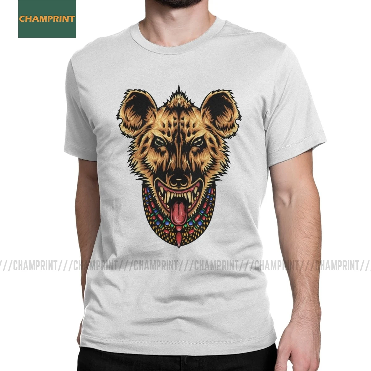 The Domination Hyena Men's T Shirts Animal Africa Safari Wilderness Nature Furry Novelty Tees Short Sleeve T-Shirt Cotton | Мужская