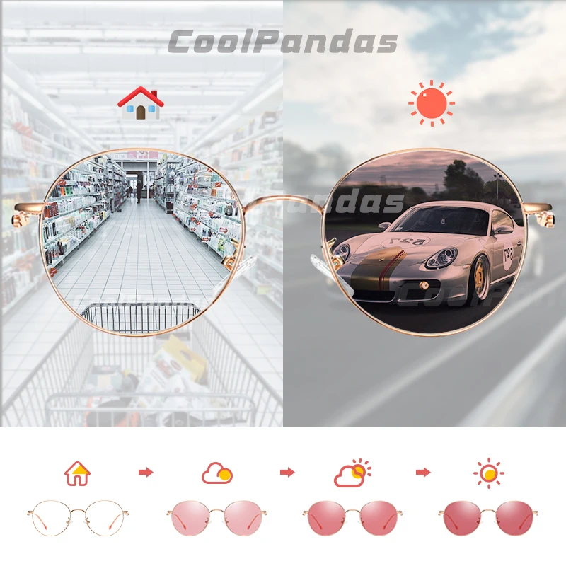

2020 Polarized Photochromic Oval Sunglasses Women Clear Lens Small Metal Frame Unisex Retro Sun Glasses Male Oculos De Sol UV400