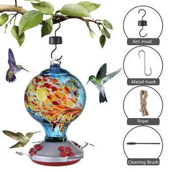 

Bird Feeder Hummingbird Feeder Glass Flower Hummingbird Water Feeder Food Container For Garden Outdoors Patio