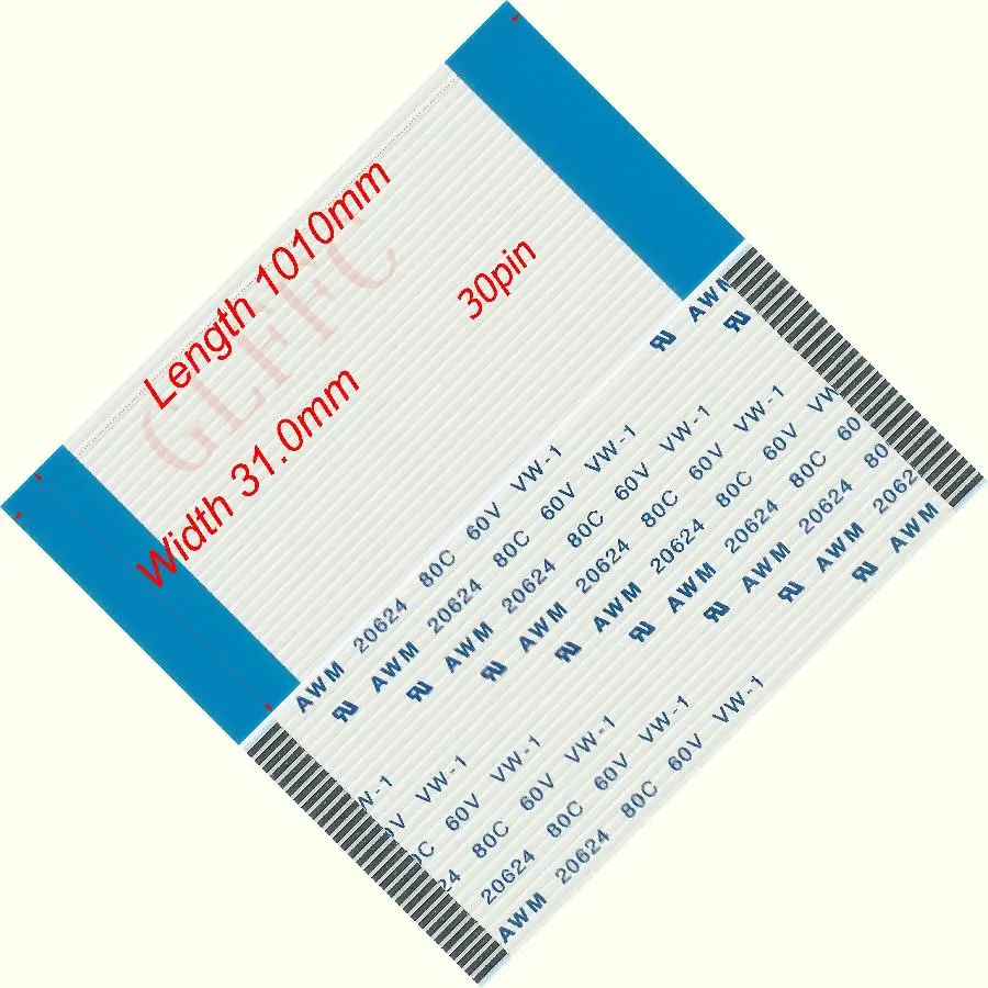 30pin 1.0pitch 250mm-1500mm A-type Flexible Flat Cable FFC awm 20624 ROHS for TTL LCD DVD Computer - Цвет: 1010
