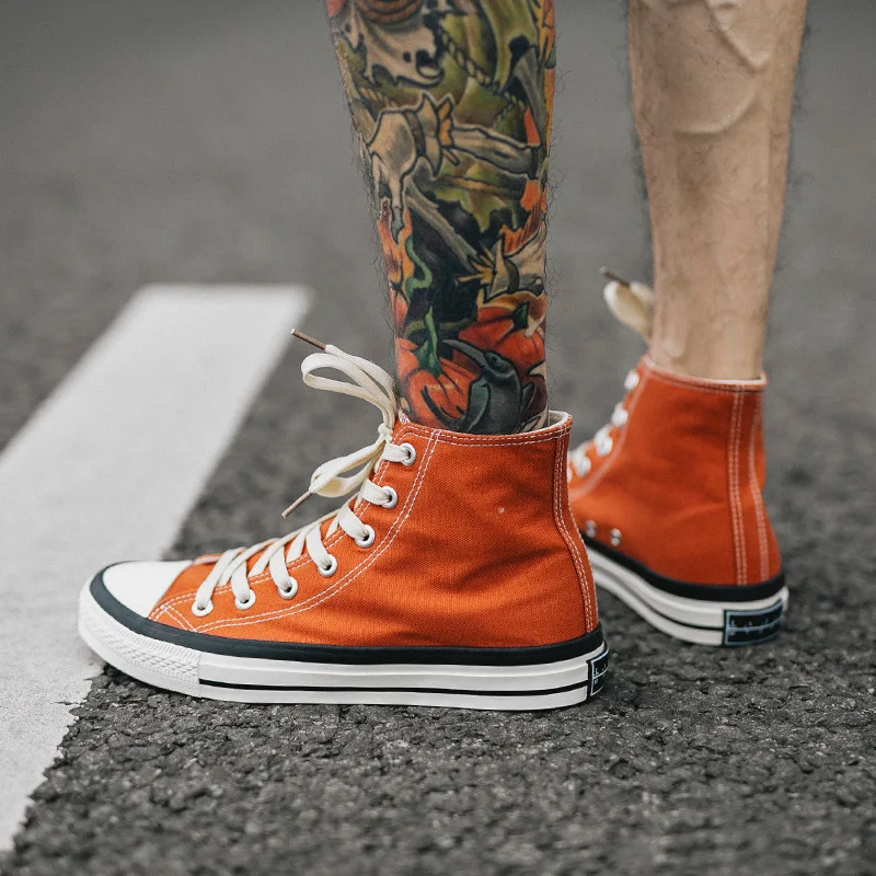 Canvas Shoes White Sneakers Skateboard Shoe-Basic-Style Classic Men Lovers Boy Orange