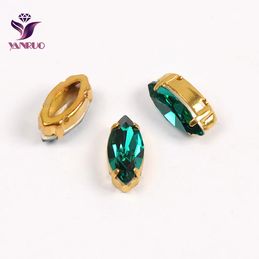 YANRUO, 4200, конский глаз, Необычные камни, золотой коготь, установка, основание, пьедестал, стекло для рукоделия, ювелирное изделие, швейные бусины, алмаз - Цвет: Blue Zircon