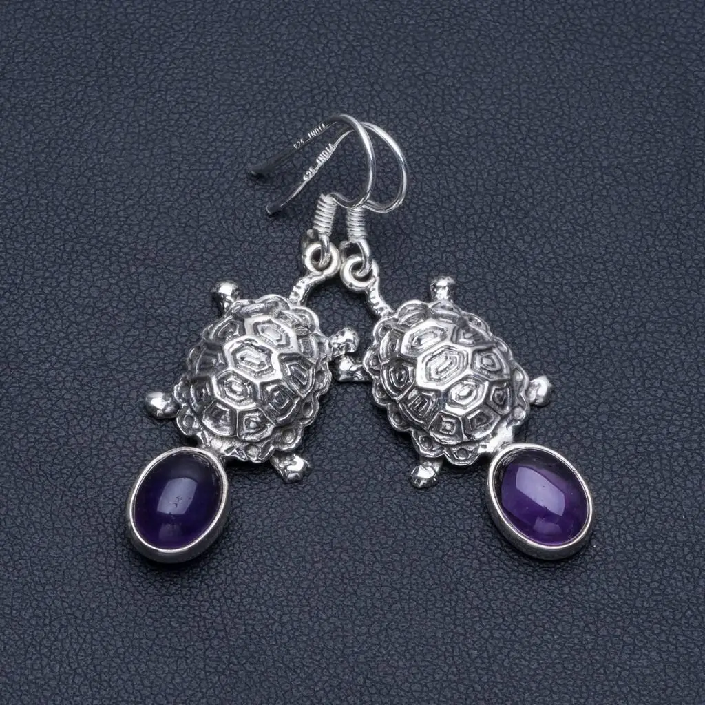 Натуральный Аметист Boho 925 Висячие серьги из серебра 925 пробы 1 3/" R1377