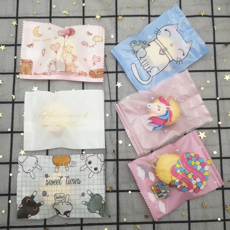 

Heat Seal Baking Plastic Packaging Bag Cartoon Pouch Food Snack Pack Bag Matte Clear Biscuit Cookies Candy Package Bags 7*10cm