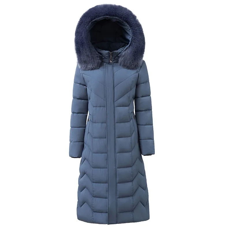 Middle-aged WOMEN'S Apparels Long down Jacket Cotton-padded Clothes Middle-aged Women Dress Extra-large Thick Long over-the-Knee