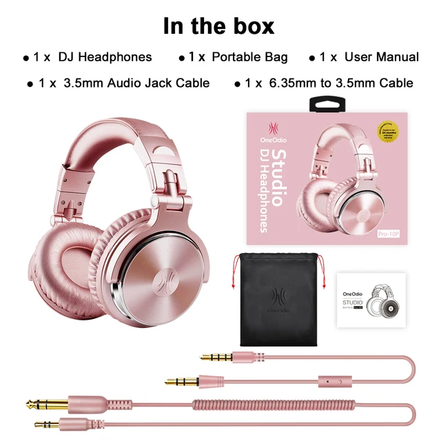 Oneodio Pro10/30/50 Wired Headphones Professional Studio DJ Headphone with Microphone Over Ear Monitor Recording Stereo Headsets Pro-10 Rose Gold