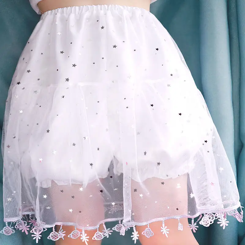 Japanese Schoolgirl Skirt JK Safety Pants Leggings Japanese Style Kawaii Women Lace Rainbow Stars Pumpkin Trousers Summer Thin Shorts Mesh