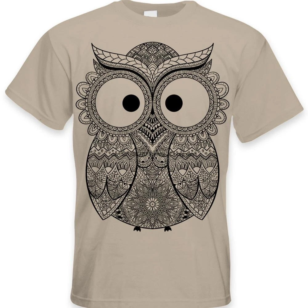 Мужская футболка с большим принтом Совы хны птицы и дикой природы | одежда