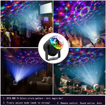 

Strobe Light Dance Lamp with Remote Control 15 Colors Christmas Decor Holiday Lighting Wedding KTV Party Disco Ball Stage Light
