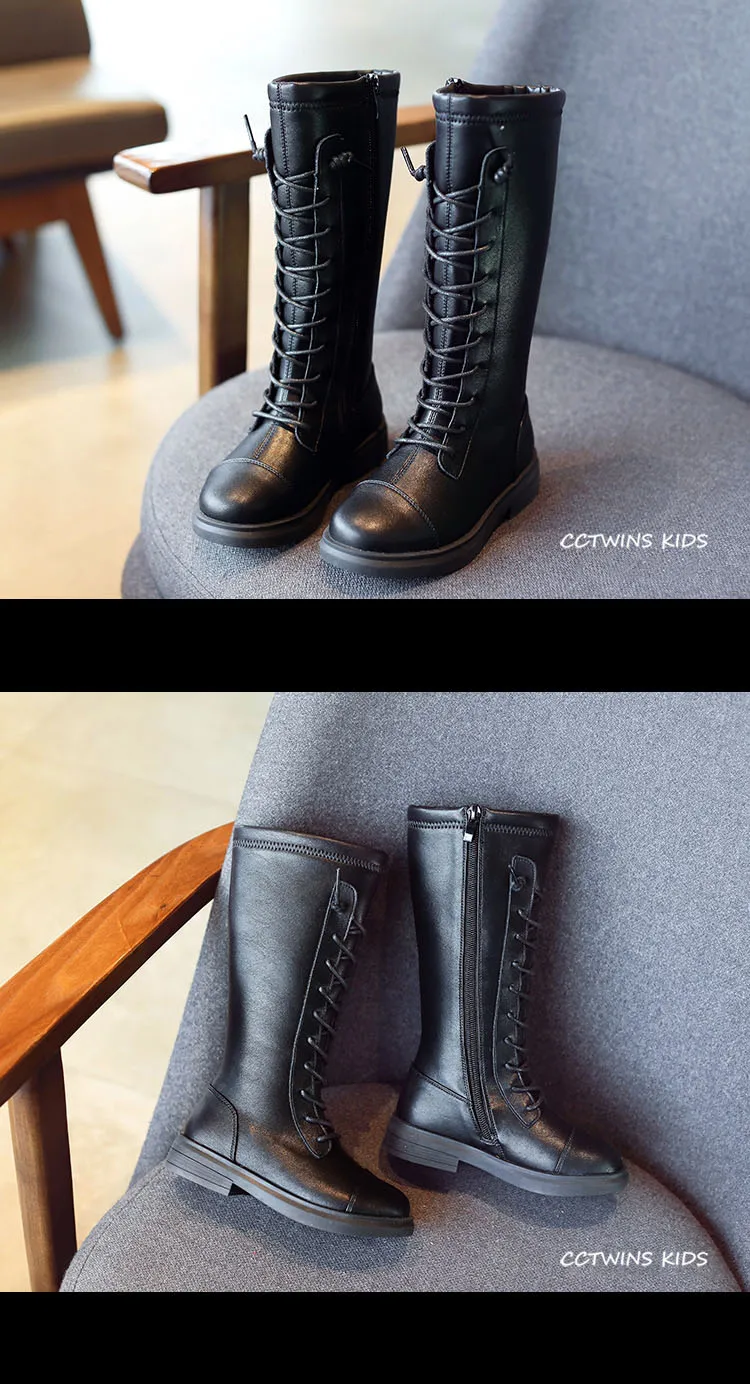 CCTWINS/детская обувь; коллекция года; зимние детские сапоги до колена; модные теплые сапоги для девочек; Брендовая обувь из искусственной кожи для малышей; HB079