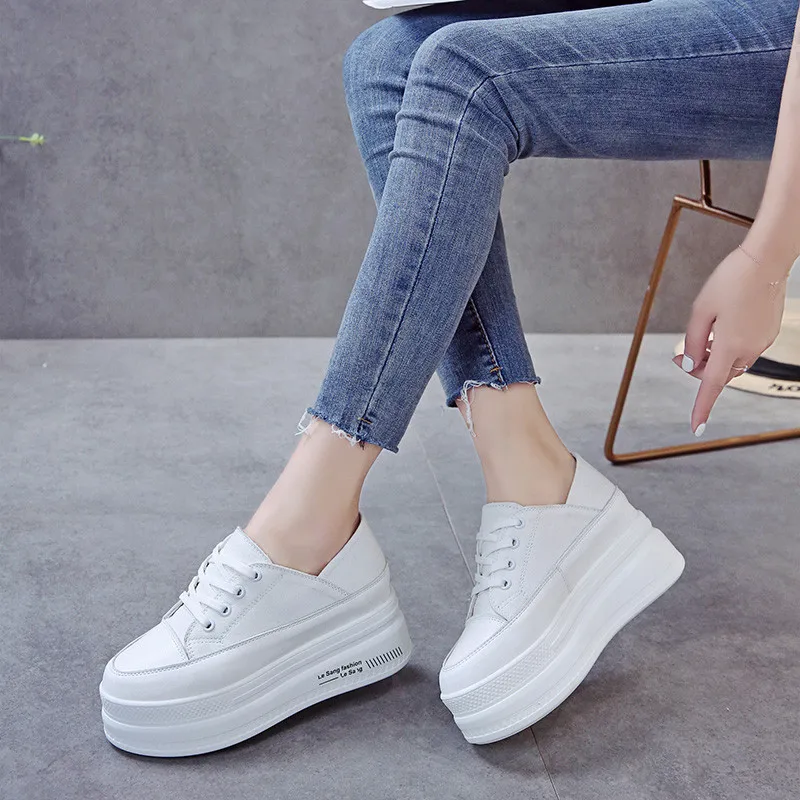 

2019 Fashion Women's Small White Shoes Round Toe Autumn All-Match Espadrilles Platform Casual Female Sneakers Creepers Modis