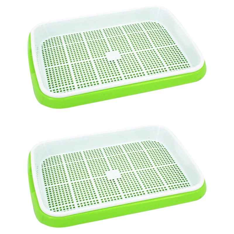 4Pc/Set Plant Flower Germination Tray Box Double-Layer Seed Sprouter Nursery Tray Hydroponics Basket(Green