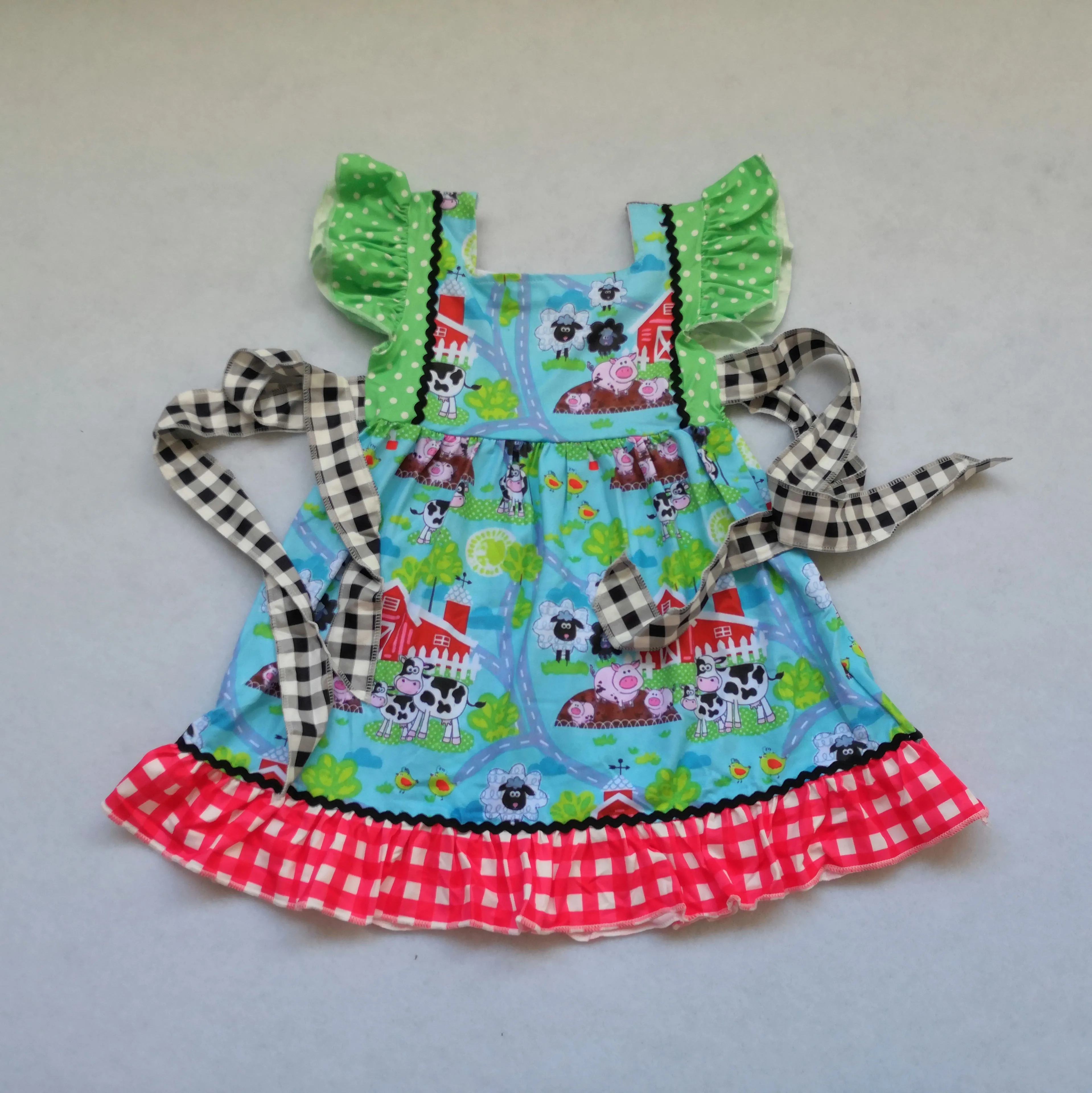 Повседневная одежда для малышей; летнее Эксклюзивное платье для девочек с короткими рукавами и принтом фермы
