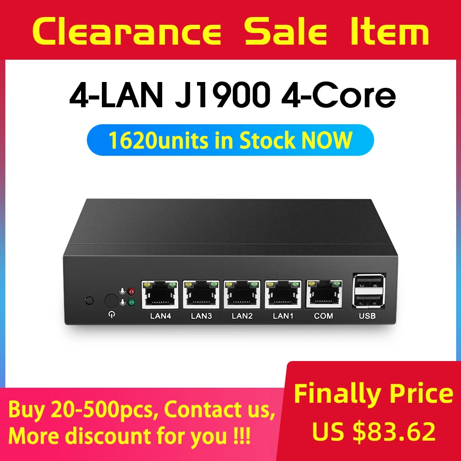 Fanless Mini PC pFsense Celeron J1900 Quad Core 4 Gigabit LAN Firewall Router Windows 10 Thin Client 4 RJ45 VGA Mini Computer