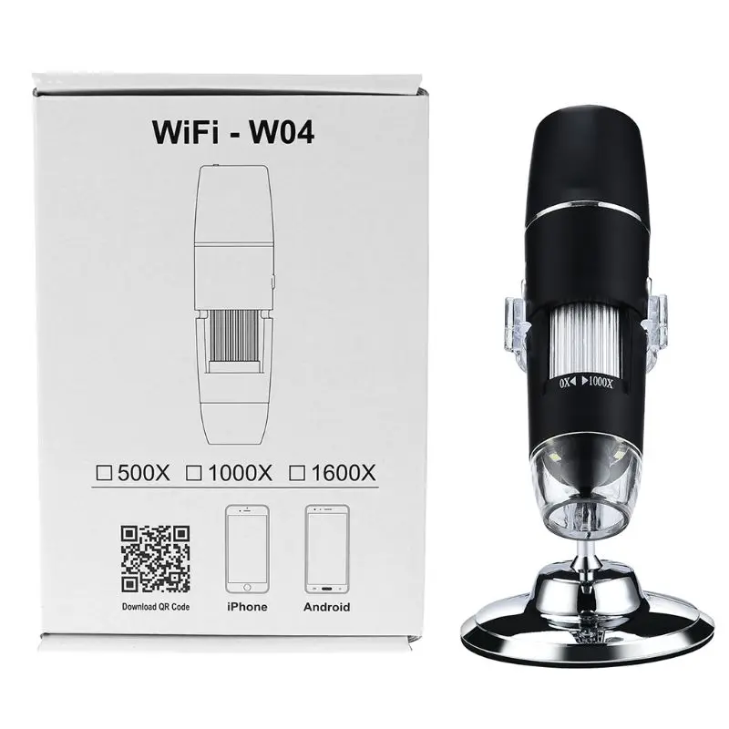 

WiFi 1000X Digital Microscope 8-LED Light Magnifier Video Camera For iPhone iOS/Android 37MB
