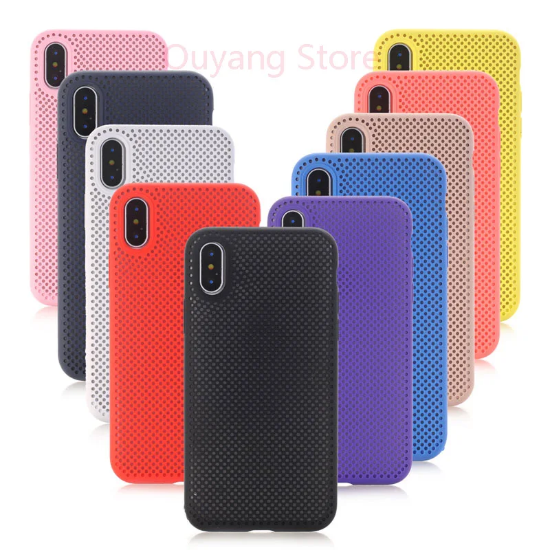 

Silicone mesh phone case For iphone XS Max XR XS X 7 8 8Plus 7plus 6plus 6splus 6 Grid cooling case