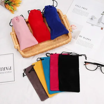 

1Pcs Fashion Portable Sunglasses Bags Solid Color Drawstring Glasses Pouch Soft Glasses Cloth Bags Eyewear Accessories
