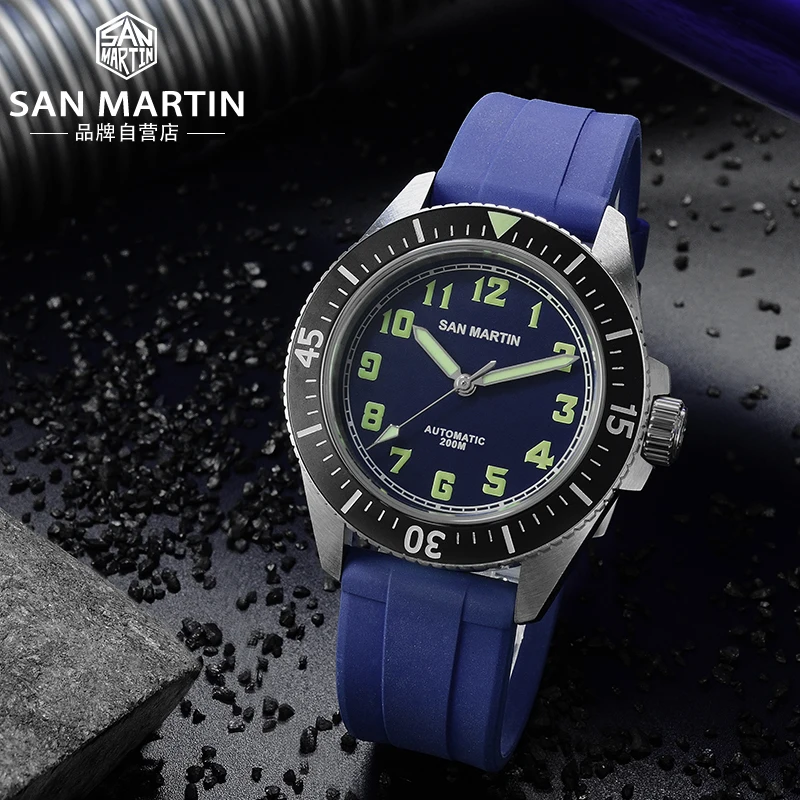 

San Martin New Men Fashion Watch Automatic Diving Sport Watch Stainlss Steel Watch 200m Water Resistant Ceramic bezel