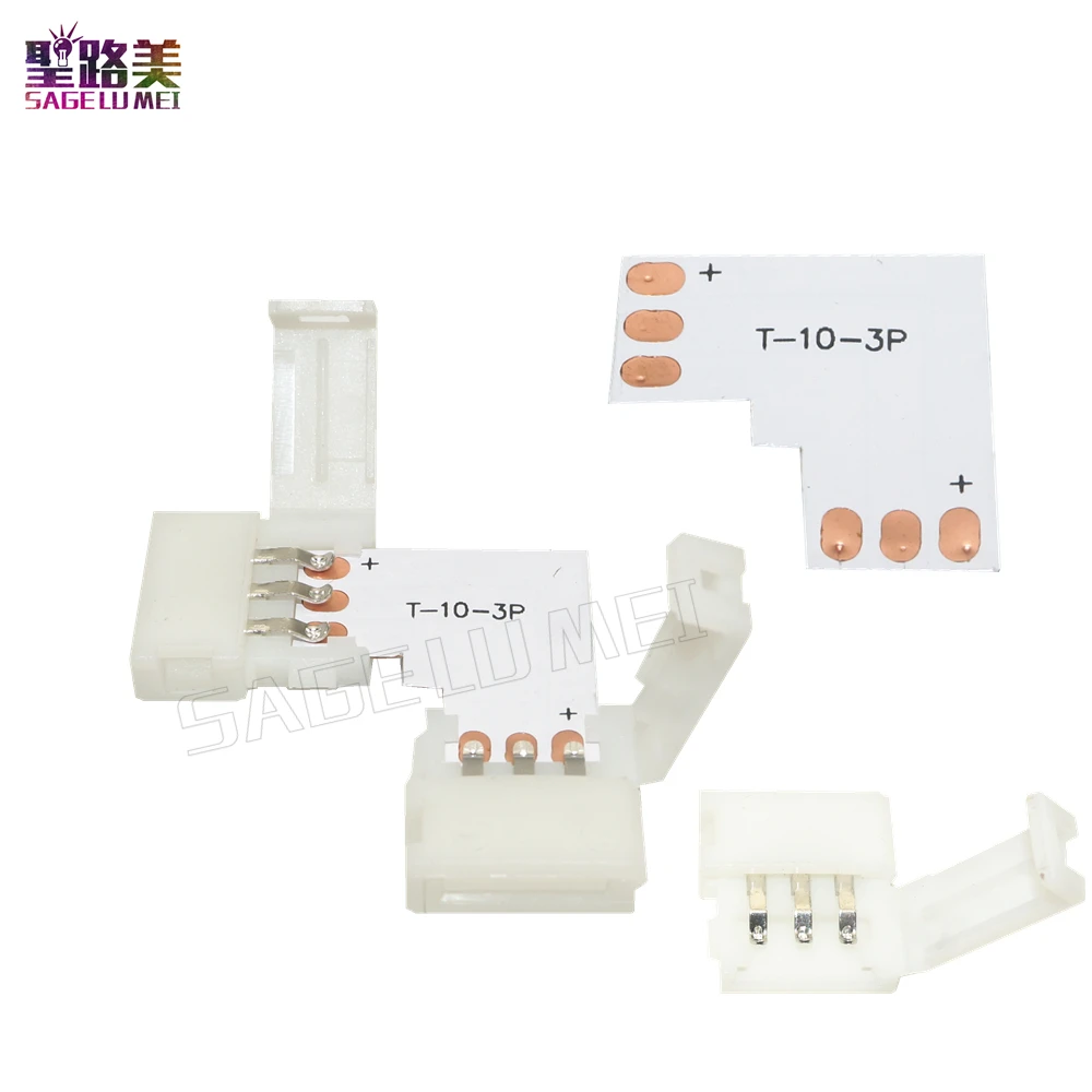 Juego de 10 conectores LED en forma de L, 2 pines/3 pines/4 pines/5 pines sin soldadura para 8mm/10mm/12mm 5050/ws2811/ws2812b RGB/ RGBW/ WW SMD