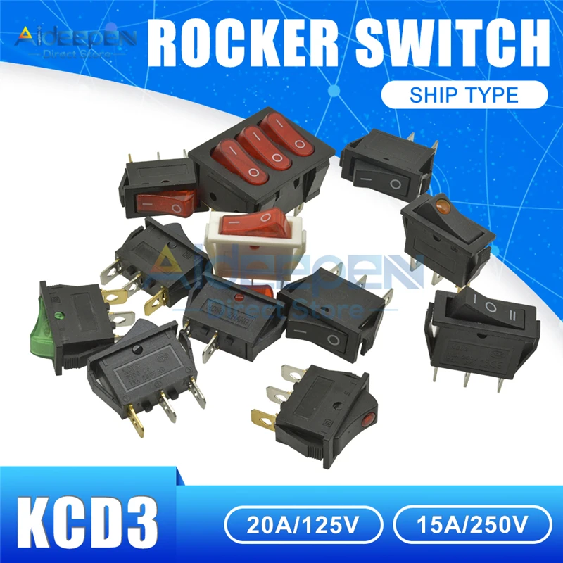 Выключатель KCD3 13 5x31 мм переменный ток 20A/125 В 15A/250 2/3 позиции контакта светильник