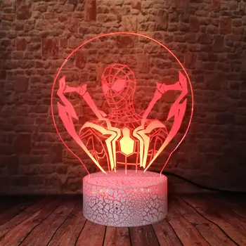 

Flashing 3D Illusion LED Sleeping Nightlight Colorful Changing Light Marvel Superhero Avengers Spider Man Figure Model Toys