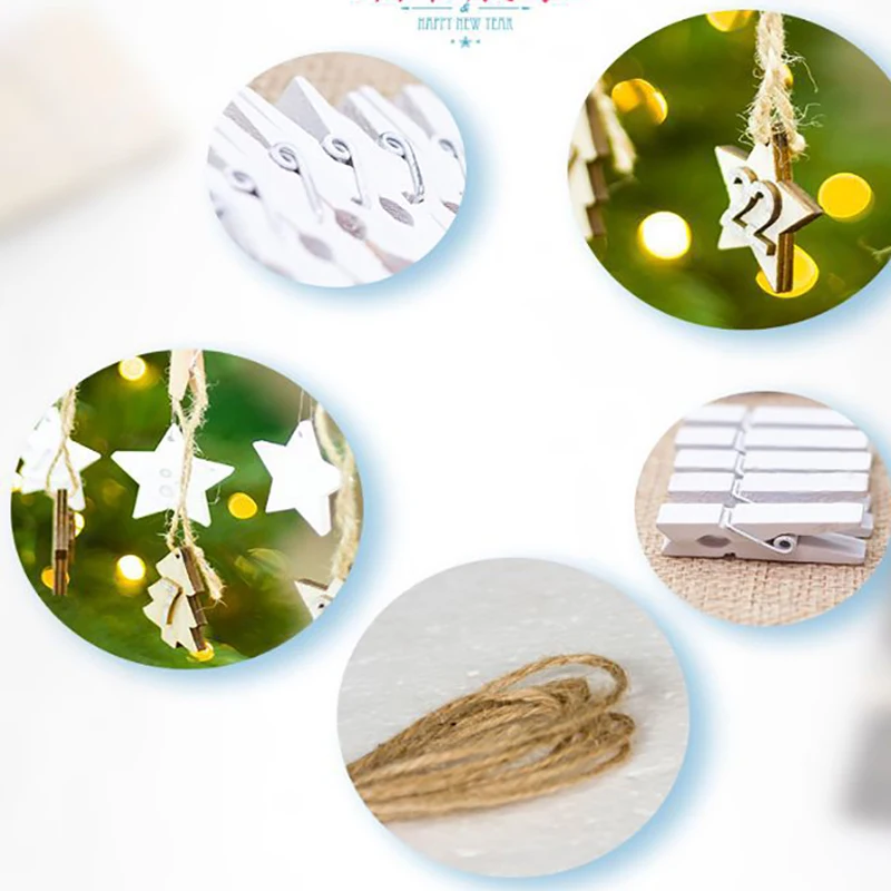 24 шт. DIY кулон Рождественский календарь подвесная карточка деревянный Адвент