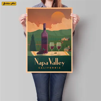 

California City Poster Summer Holiday Travel Hand Painted Vintage Kraft Paper Pub Cafe Bedroom Home Decor Wall Sticker 42x30cm