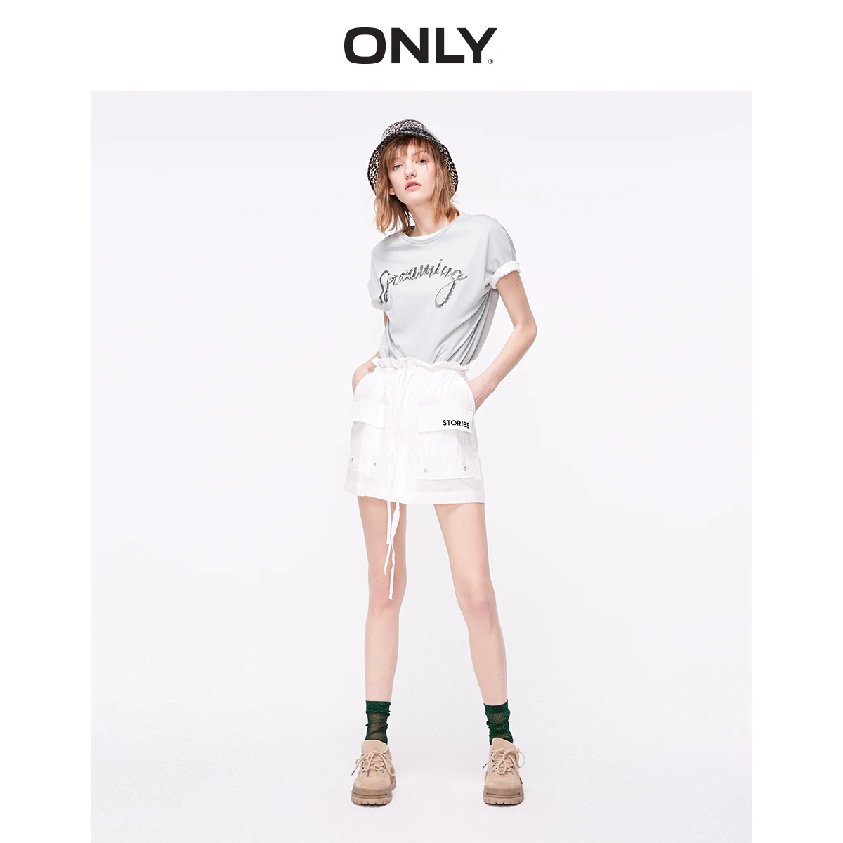 

ONLY Women'sLoose Fit Modal Letter Print Round Neckline Short-sleeved T-shirt | 119101615