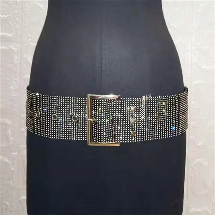 Shiny Rhinestones Waist Belt Women Diamante Wide Belts With Strong Metal Buckle Lady Cinturones Streetwear Accessories Waistband - Цвет: Color 4