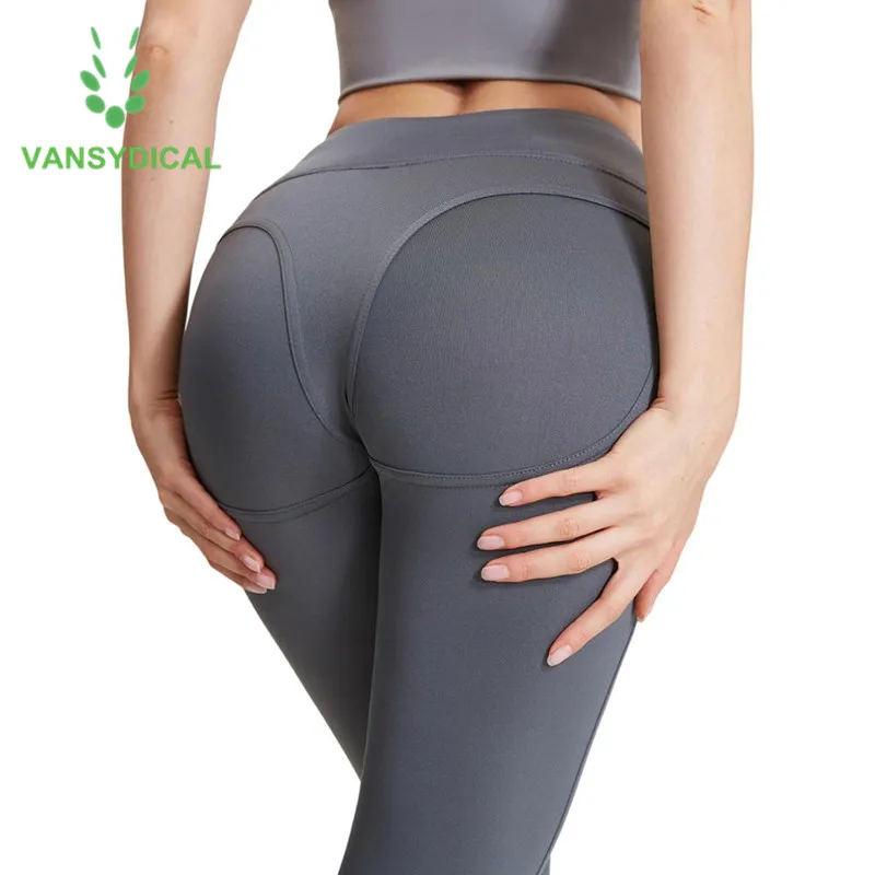 Vansydical женские штаны для йоги с эффектом пуш ап леггинсы спорта фитнеса