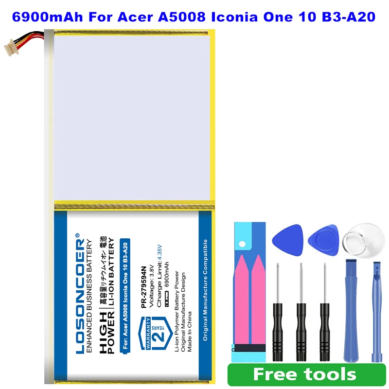 LOSONCOER 6900 мАч PR 279594N батарея для Acer A5008 Iconia One 10 B3 A20 A30 A3 A40 планшет|Батареи планшетов и