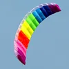 Professional 1.4/2/2.7m Dual Line Parafoil Kite With Control Bar Line Power Braid Sailing Kitesurf Rainbow Sports Beach 3