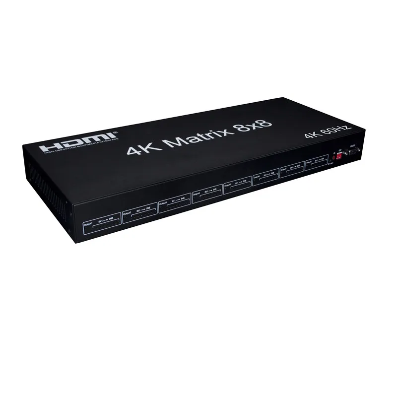 HDMI матричный коммутатор 8x8 адаптер переменного тока, 3D 4 K/60 Гц EDID RS232 ИК-пульт дистанционного управления Управление femalе для STB DVD мультимедиа