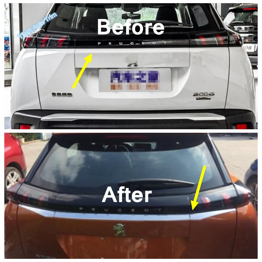 Rear Trunk Lid Cover Tailgate Trim Hatch Back Door Handle & Bumper Bottom Molding Boot Garnish Strip For Peugeot 2008 2020 2021