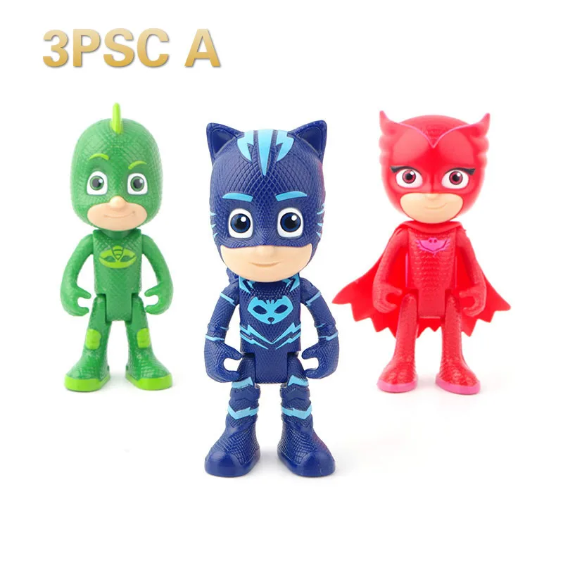 3 комплекта PJ Маски мультфильм гибкие конечности аниме персонаж Pj Catboy Owlette Gekko картонные Фигурки игрушки подарок для детей P05