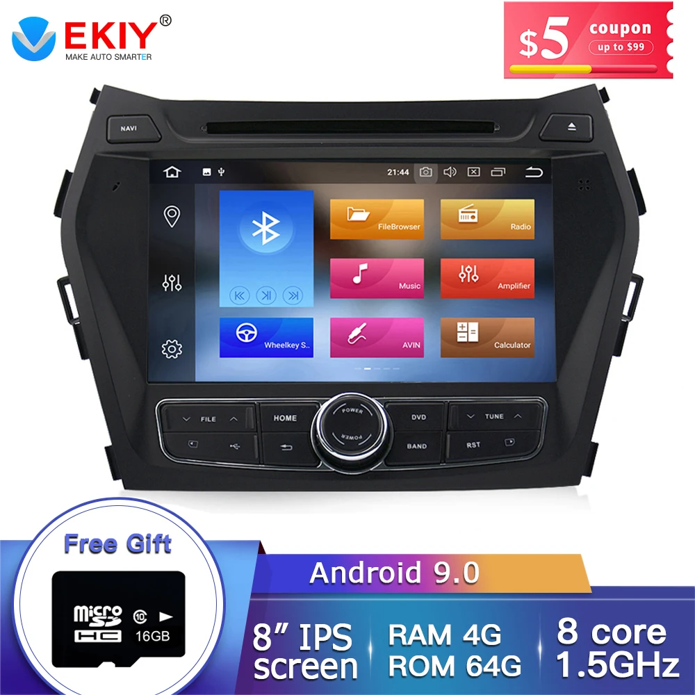 Автомобильный Dvd-плеер EKIY IPS 2Din Android 9 0 для Hyundai IX45 Santa Fe 2013-2017 автомагнитола стерео