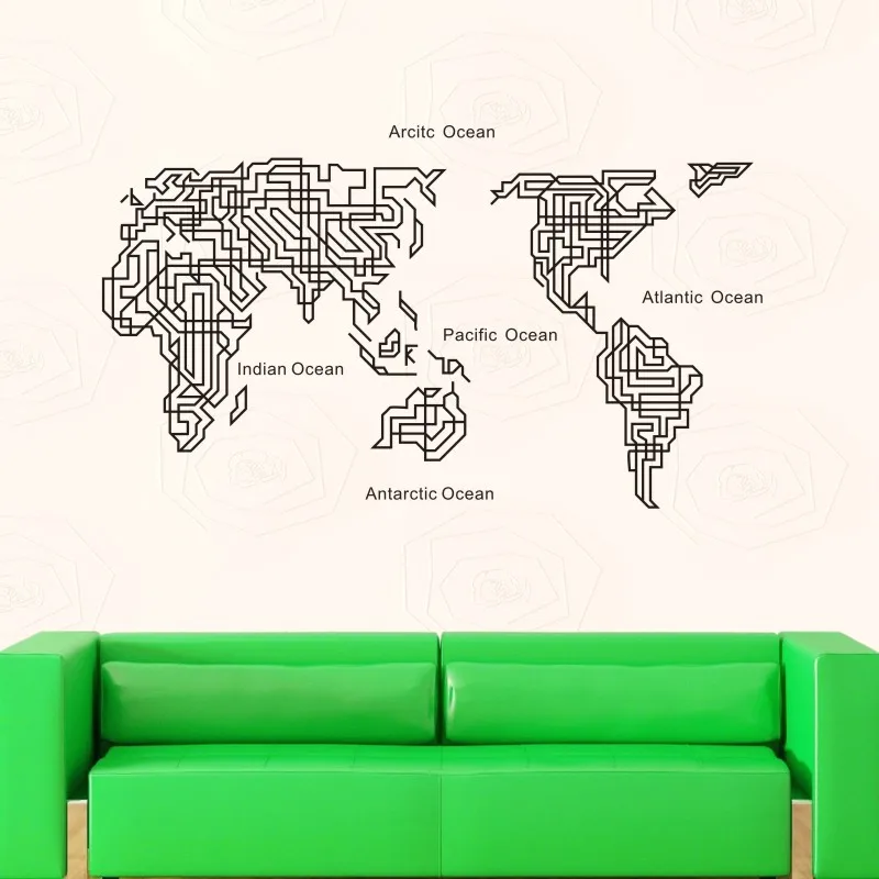 Dctal Maze World Map Sticker Decal Posters Coffee Shop Vinyl Wall Car Decals Pegatina Decal Decor Mural Map Sticker