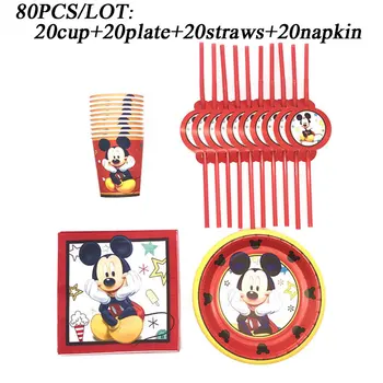 

Birthday Party Mickey Mouse Plates Decorative Red Cups Straws Napkins Mickey Mouse Party Supplies Baby Shower Party Supplies Set