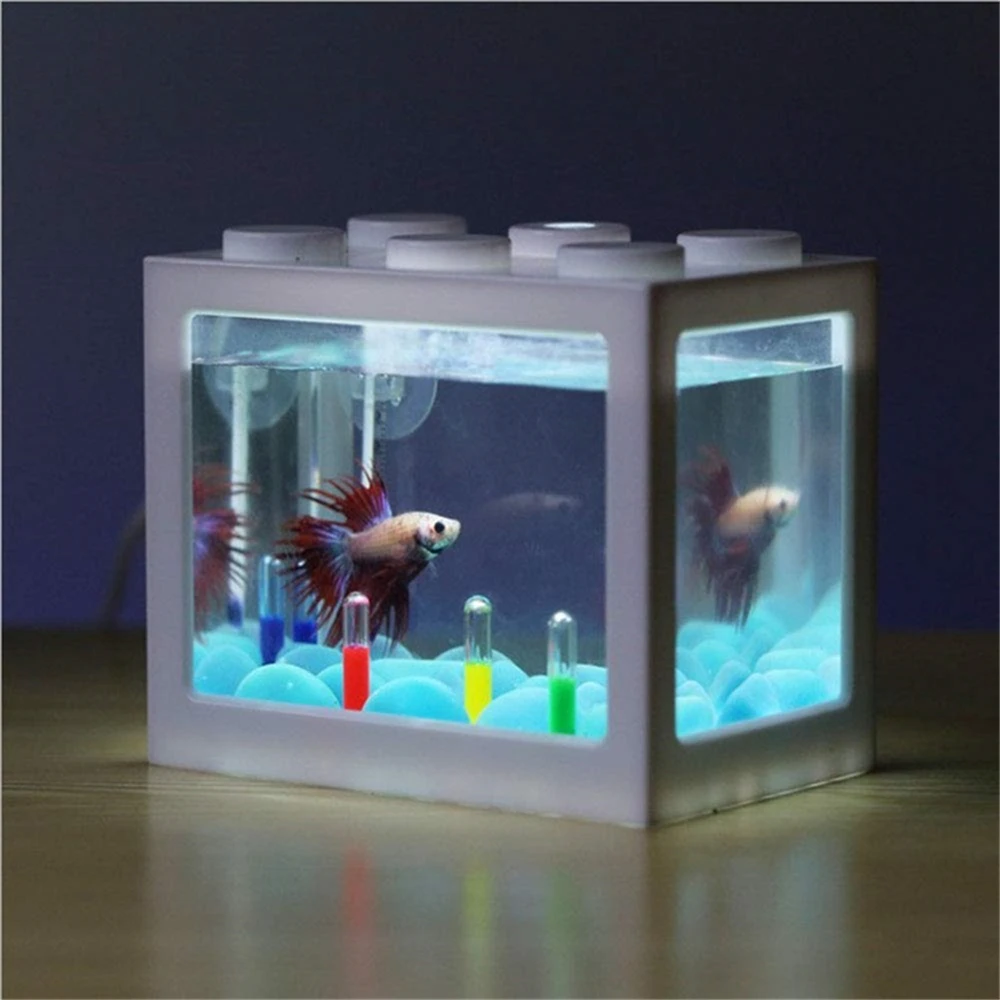 Мини-аквариум светодиодный аквариум мини-аквариум блочный ящик для рептилий USB зарядное устройство декор для офисного стола океан Betta Черепаха коробка