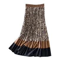 Женская юбка, подходящая по цвету, осенне-зимняя юбка, эластичная талия, бархатная плиссированная юбка, трапециевидная юбка в стиле пэчворк, юбки в стиле ампир, Falda ML400