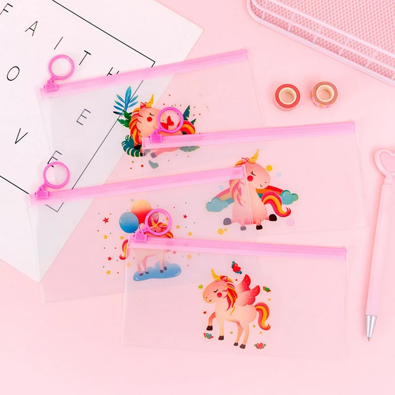 Милый мультяшный ЕДИНОРОГ розовый леопард ПВХ пенал Kawaii Escolar детский Подарочный
